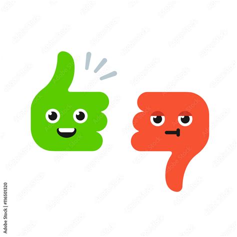 Cartoon Thumbs Up and Thumbs Down Stock Vector | Adobe Stock