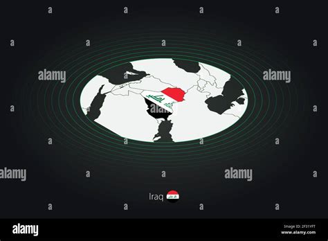 Iraq Map In Dark Color Oval Map With Neighboring Countries Vector Map