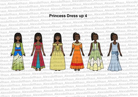 Princess Dress-up 4 Paper Doll Printable Paper Doll | Etsy