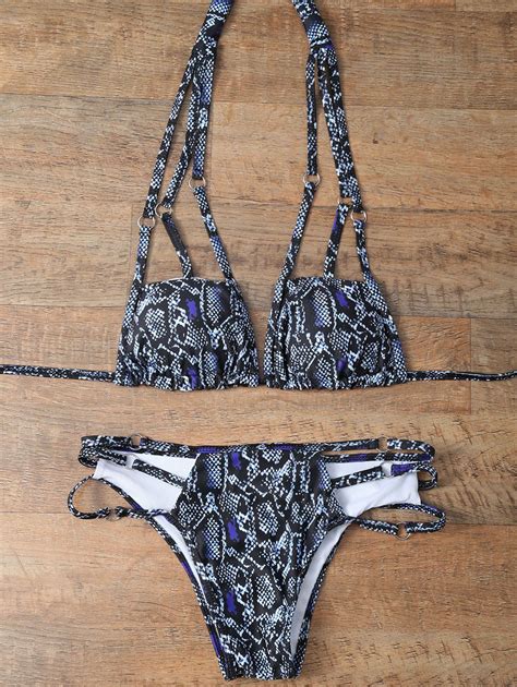 Snakeskin Strappy Bikini Set Colormix Bikinis Zaful Bikinis