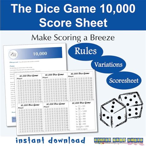 Best 10,000 Dice Game Printable Rules And Scoring, 50% OFF