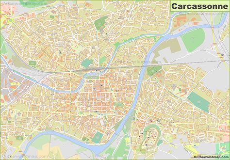 Large detailed map of Carcassonne - Ontheworldmap.com