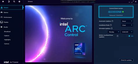 Using the Intel Arc Control software to update to the latest Intel ...