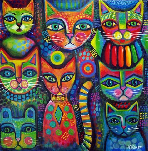 8 Colourful Cats Cat Art Cat Painting Cat Colors