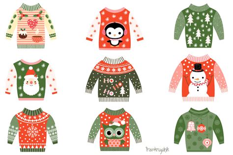 Ugly Christmas sweaters clipart, Cute Christmas sweater clip art, Kawaii Christmas By ...