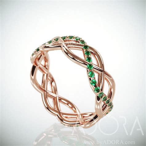 Handmade 14k Rose Gold Eternity Ring Set With Emeralds Celtic Emeralds ...