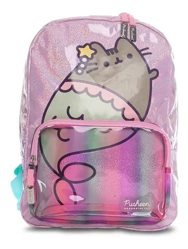 Mochila Gato Pusheen The Cat Sirena Kitten Sea Transparente Color Rosa