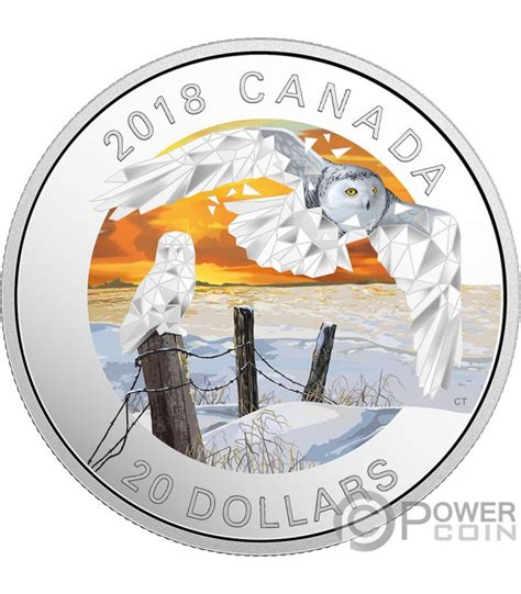 Snowy Owls Geometric Fauna 1 Oz Silver Coin 20 Canada 2018