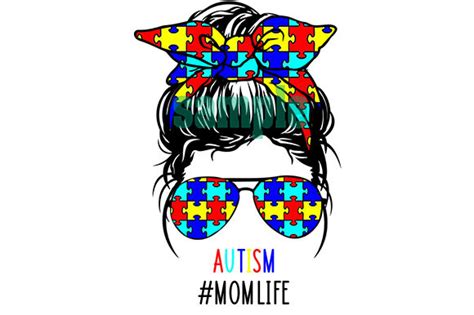 Autism Mom Life Messy Bun Png Graphic By Aarcee0027 · Creative Fabrica