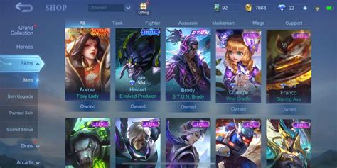 Skins Mobile Legends Account Heroes Skins Emblem