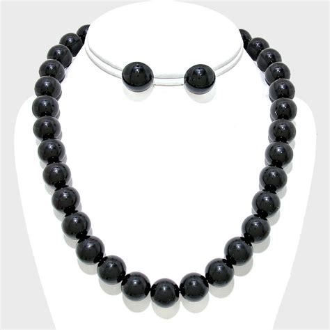 Classic Black Pearl Necklace Set - B' Jeweled Jewelry & Accessories