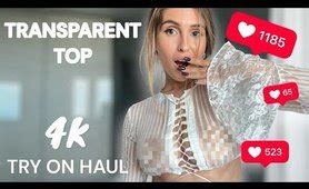 4K TRY ON HAUL TOP TRANSPARENT AND SEE THROUGH LINGERIE NO BRA 2024 Videos Try On