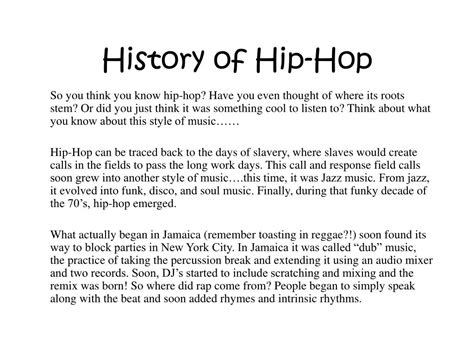 Ppt History Of Hip Hop Powerpoint Presentation Free Download Id 23375