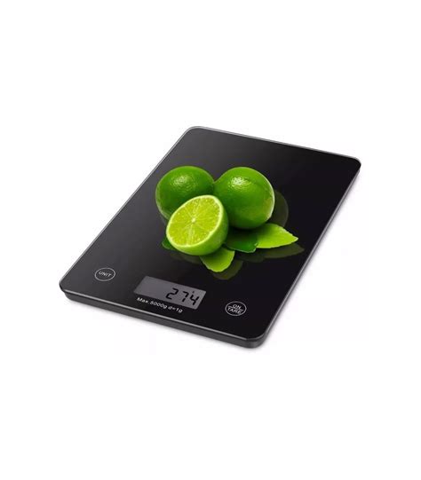 BALANZA PESA DIGITAL COCINA VIDRIO SLIM 5 KILOS BLACK