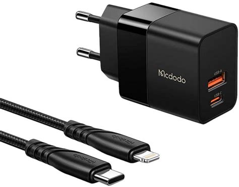 Сетевое зарядное устройство Mcdodo USB + USB-C 20W + кабель USB-C ...