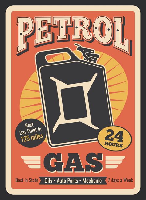 Vector retro poster of gas jerrycan 13175037 Vector Art at Vecteezy