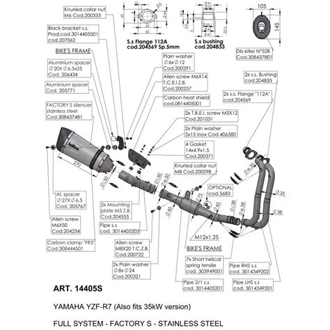 Échappement Ligne complète LeoVince FACTORY S inox pour Yamaha YZF R7