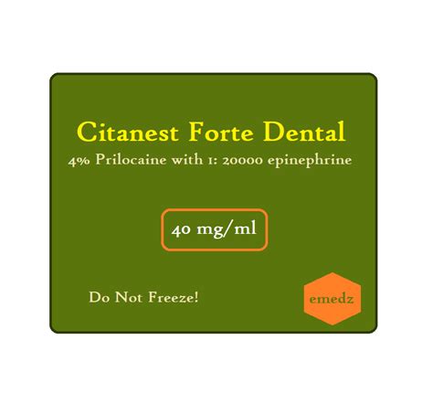 Prilocaine with epinephrine (Citanest Forte Dental) - Doses, Brands