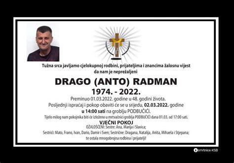 Drago Anto Radman Osmrtnice Ksb