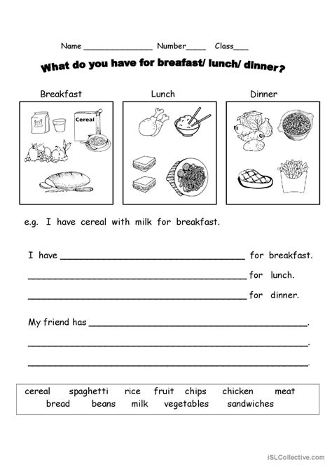 What Do You Have For Breakfast English Esl Worksheets Pdf Doc