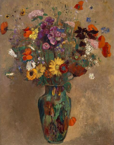 Odilon Redon Large Bouquet Of Wild Flowers C 1900 05 Vasi Da