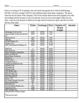 Stock Market Project by Louisiana History Teacher | TpT