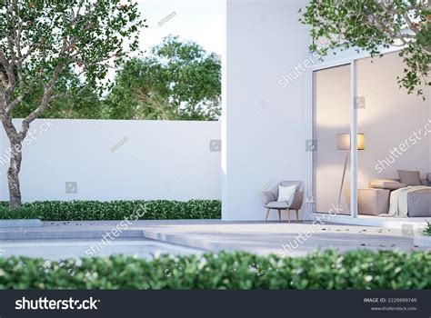 Minimalist Modern White House Exterior Swimming Stock Illustration ...