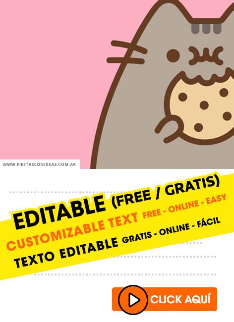 9 INVITACIONES De PUSHEEN CAT Gratis Free Para Editar Imprimir O