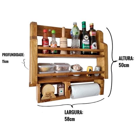 Porta Temperos e Condimentos de Parede Rústico Suporte Para Papel