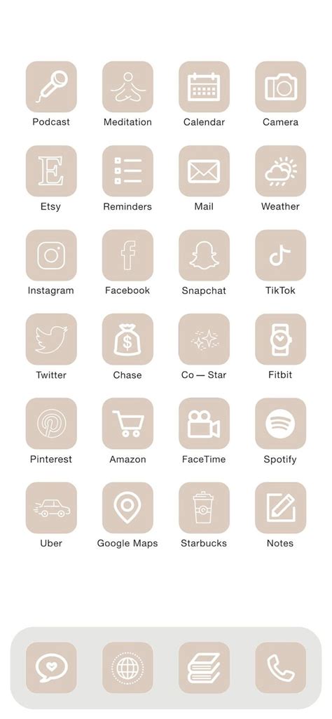 76 ios14 Íconos de la aplicación Light Nude para la pantalla de inicio 76 paquete de