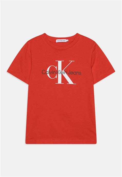 Calvin Klein Jeans Monogram Unisex Camiseta Estampada Dawn Red Rojo