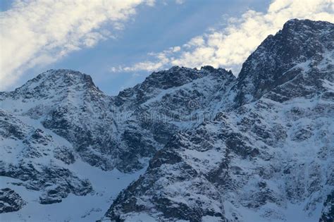 Snowy Mountain Peaks. Mountain Landscape. Winter in the Mountains. Blue ...