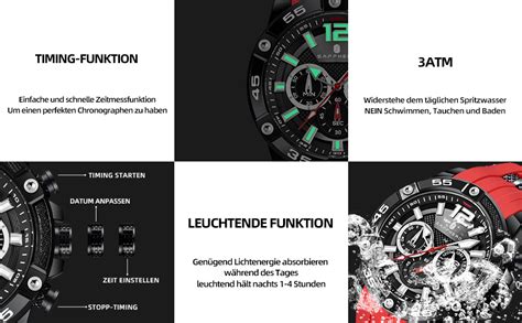 Sapphero Uhren Herren Quarzwerk Chronograph Datum Kalender