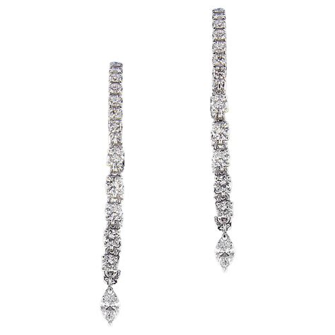 Garrard Wings Embrace 18 Karat White Gold White Diamond Drop Earrings