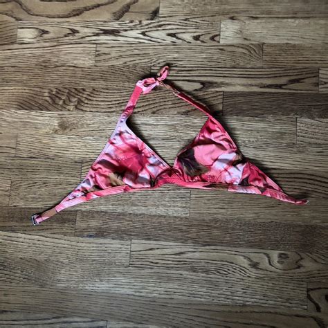 Vintage Pualani Red And Pink Hibiscus Bikini Top Depop