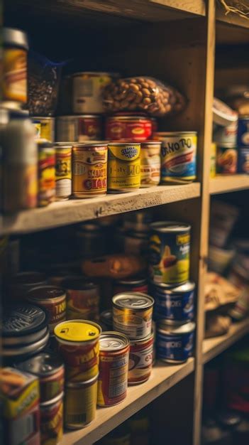 Premium Photo Pantry Stocked With Canned Goods And Various Other Food