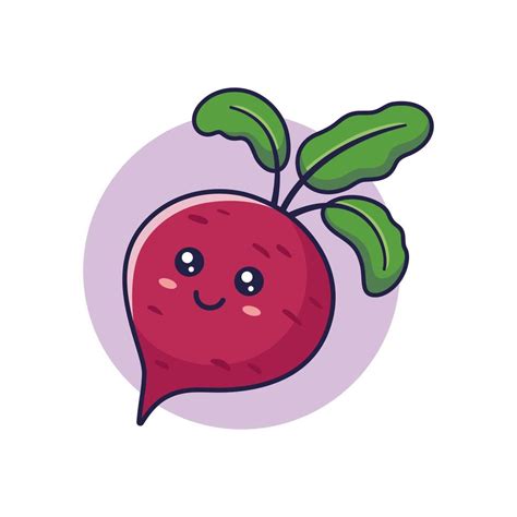 Cute Kawaii Beet Root Cartoon Icon Illustration Food Vegitable Flat