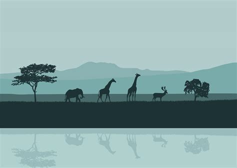 a vector of wildlife scenes in the African wilderness. 22422247 Vector ...