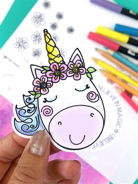 Make Your own Unicorn Coloring Stickers with Cricut - 100 Directions