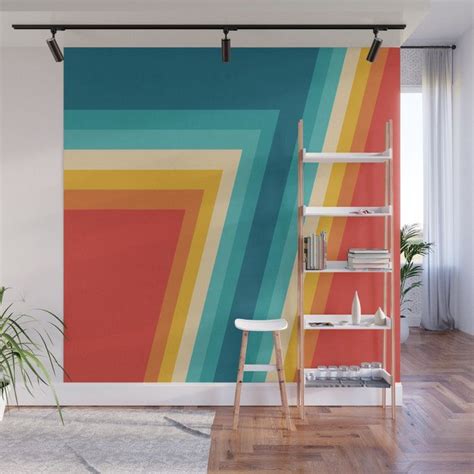 Buy Colorful Retro Stripes 70s 80s Abstract Design Wall Mural By