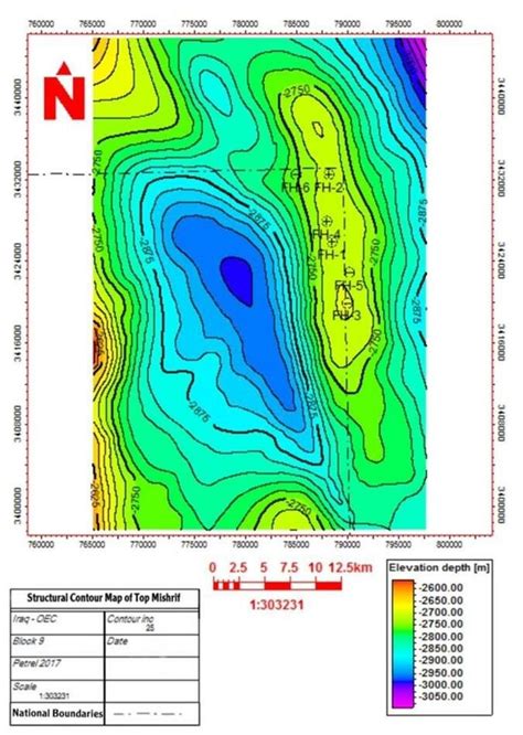 Structural Contour Map Of Top Mishrif Formation In Faihaa Oil Field O