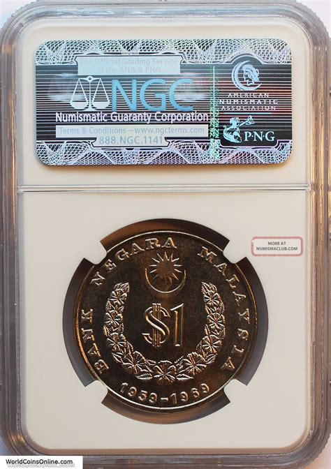 Malaysia 1969 Ringgit Ngc Ms 66 Bank Negara 10 Th Anniversary