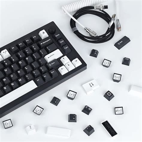 Jolintal Keys White On Black Keycaps Set Pbt Cherry Profile Keycaps