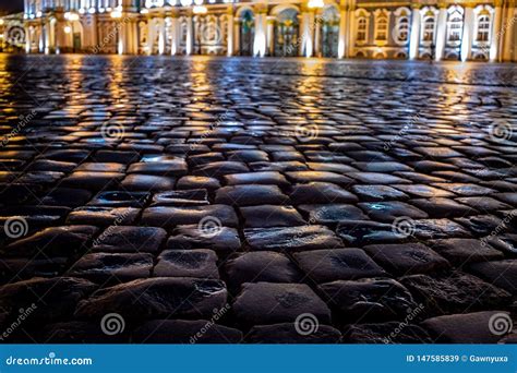 Pavement Square Palace Night City Stock Image Image Of Night