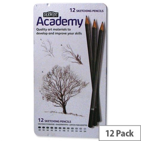 Rexel Derwent Academy Sketching Pencils With Tin Pack Of 12 Hunt