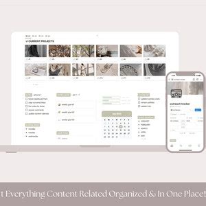 Content Creator Notion Template Business Planner Aesthetic Notion