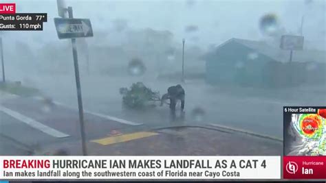 Jim Cantore Hit By Flying Tree While Covering Hurricane Ian