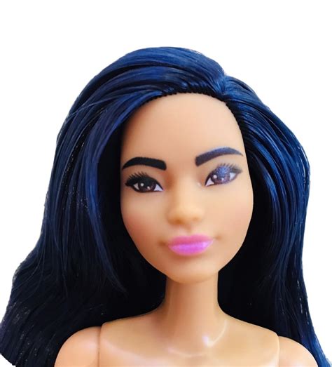 Barbie Barbie Doll Nude To Dress Tan Skin Blue Hair Flat Feet Brown Eyes For Custom