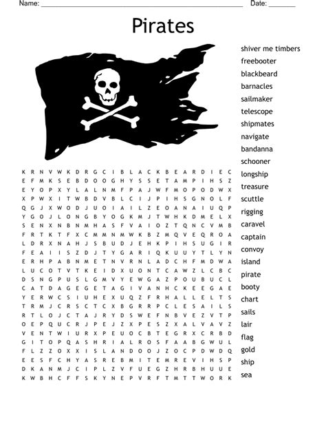 Free Printable Pirate Word Search