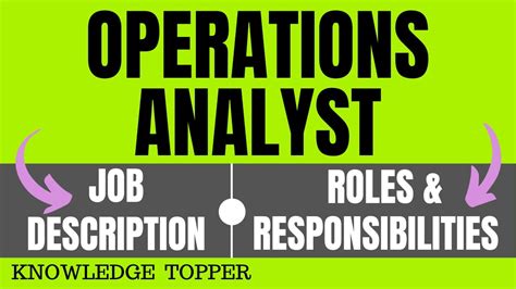 Operations Analyst Job Description Operations Analyst Roles And